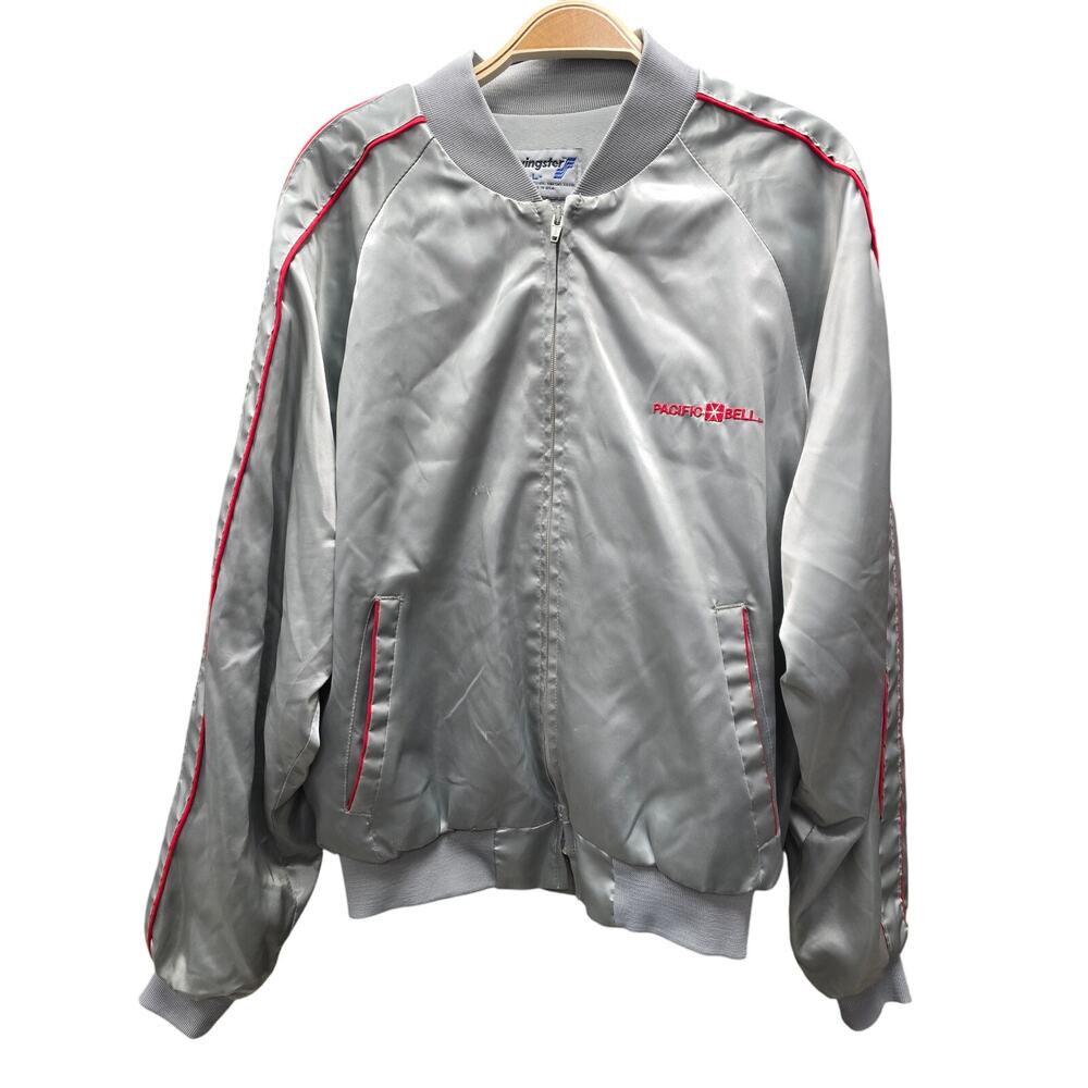 Vintage Pacific Bell, Swingster Silver Satin Jacket, Large